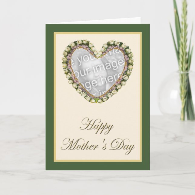 Cute Vintage Floral Heart Photo Template (Front)