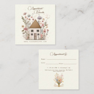 Cute Vintage Floral House Caregiver Services Appointment Card