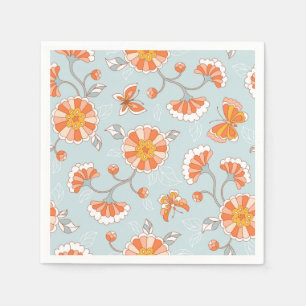 Cute Vintage Flower Butterfly Pattern Napkin