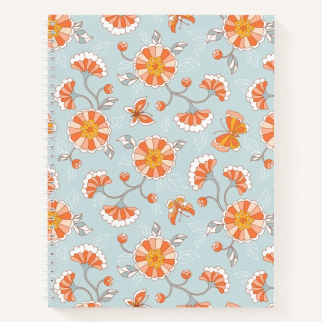 Cute Vintage Flower Butterfly Pattern Notebook (Front)