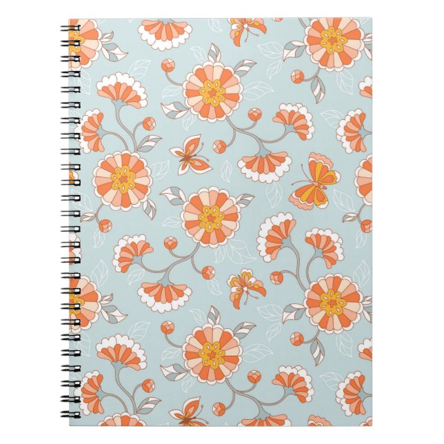 Cute Vintage Flower Butterfly Pattern Notebook (Front)