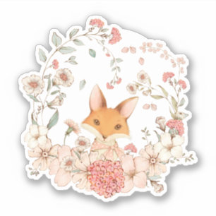 Cute Vintage Fox Botanical Florals Baby girl