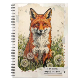 Cute Vintage Fox Collage Inspirational Notebook