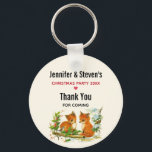 Cute Vintage Foxes Retro Christmas Favour Key Ring<br><div class="desc">Christmas party thank you favour key chain with a delightful drawing of a pair of foxes with a friendly bird nearby. Surrounded by holly and pine cones and other winter foliage.</div>