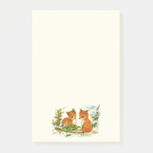 Cute Vintage Foxes Retro Christmas Scene Post-it Notes