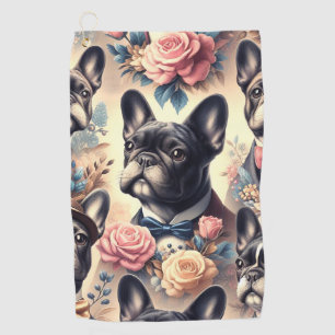 Cute Vintage French Bulldog Painting Golf Towel