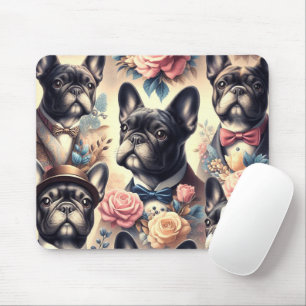 Cute Vintage French Bulldog Painting Mouse Pad