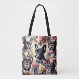 Cute Vintage French Bulldog Painting Tote Bag