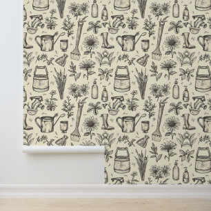 Cute vintage garden tiled pattern wallpaper