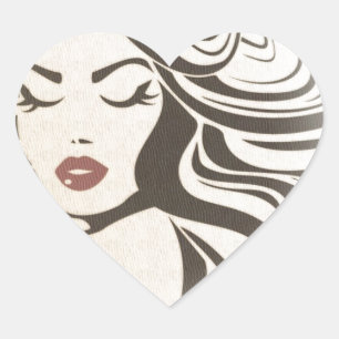 Cute vintage girl heart sticker