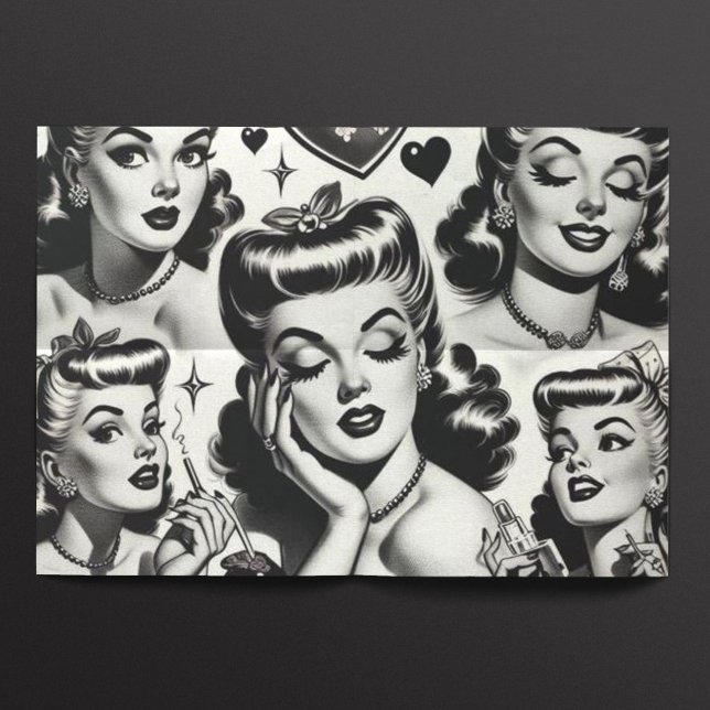 Cute Vintage Girl Illustration Tissue Paper (Creator Uploaded)