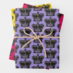Cute Vintage Golden Crown Assorted Colourful Wrapp Wrapping Paper Sheet