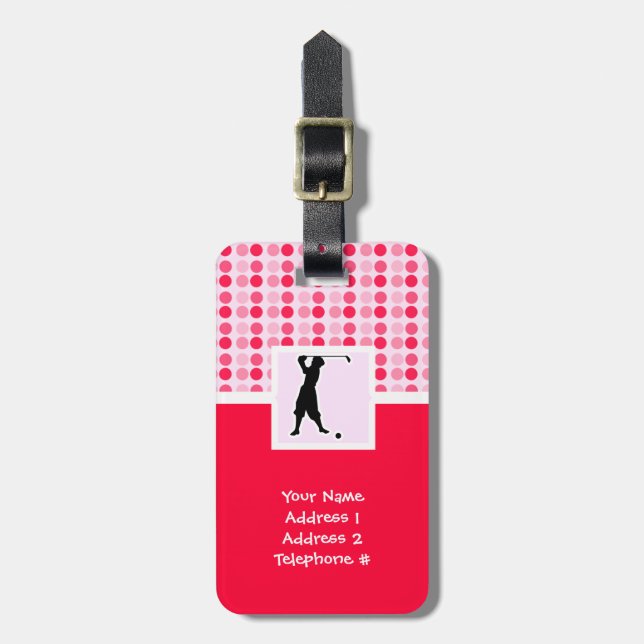 Cute Vintage Golfer Luggage Tag (Front Vertical)