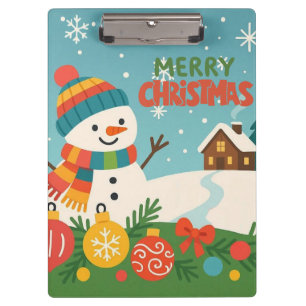 Cute, vintage green rustic snowman clipboard