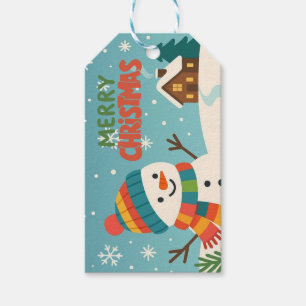 Cute, vintage green rustic snowman gift tags