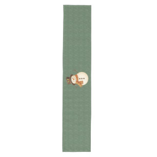 Cute, vintage green rustic snowman medium table runner