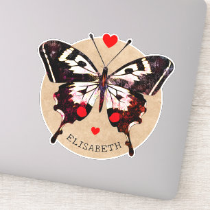  Cute Vintage Grunge Butterfly And Hearts Add Name