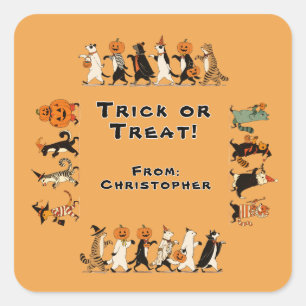 Cute Vintage Halloween The Spooky March custom Square Sticker