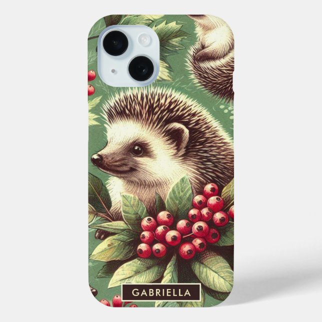 Cute Vintage Hedgehog Pattern Case-Mate iPhone Case (Back)