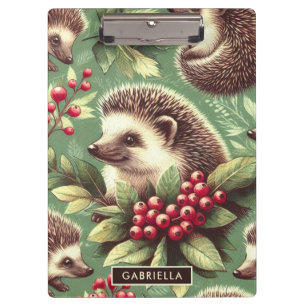 Cute Vintage Hedgehog Pattern Clipboard