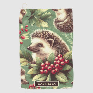 Cute Vintage Hedgehog Pattern Golf Towel