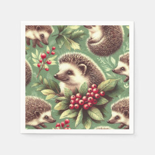 Cute Vintage Hedgehog Pattern Napkin