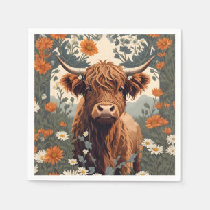 Cute Vintage Highland Cow Napkin