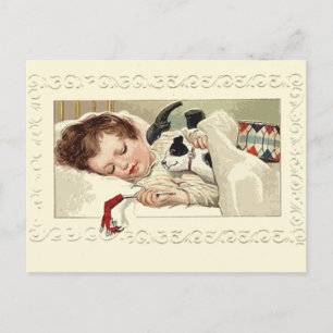 Cute Vintage Image of Girl Sleeping Holiday Cards