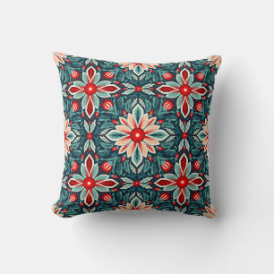 Cute Vintage Inspired Floral Folk Art Pattern Cushion
