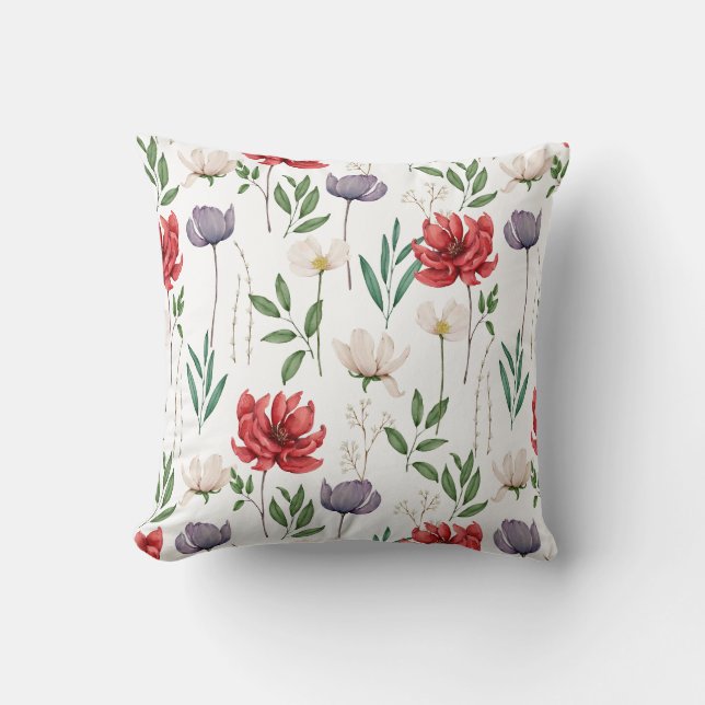 Cute Vintage Inspired Floral Pattern Cushion (Front)