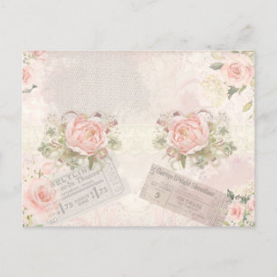 Cute Vintage-inspired Roses and Tickets  Postcard