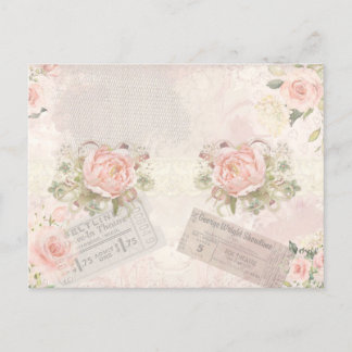 Cute Vintage-inspired Roses and Tickets Postcard