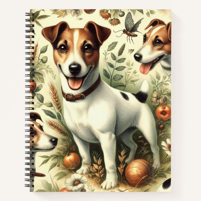 Cute Vintage Jack Russell Terrier Notebook (Front)