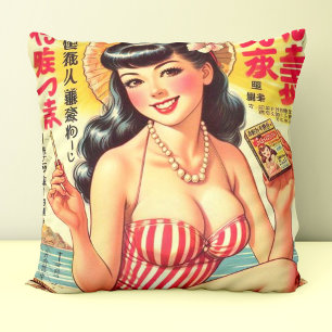 Cute Vintage Japanese Girl Cushion