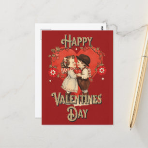 Cute Vintage Kid Valentine Postcard