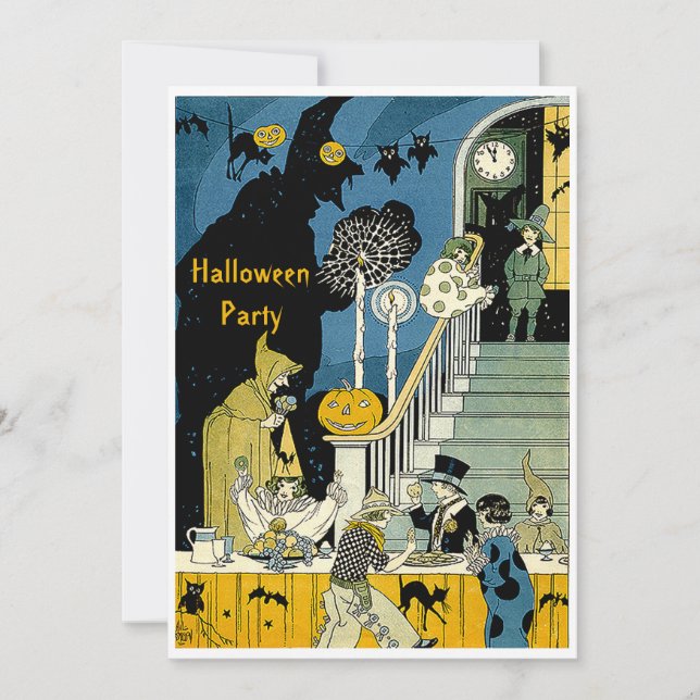 Cute Vintage Kids Halloween Party Invitation (Front)