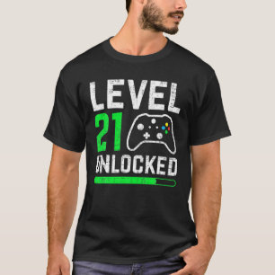 Cute Vintage Level 21 Unlocked 21St Birthday Video T-Shirt