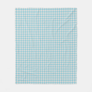 Cute Vintage Light Blue Gingham Plaid Pattern Fleece Blanket