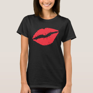 Cute Vintage Lips Print Hot Red Lipstick Fun Pop o T-Shirt