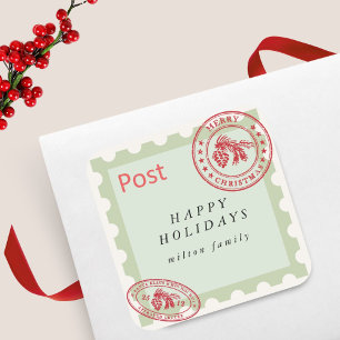 Cute Vintage Mail Holiday Square Sticker