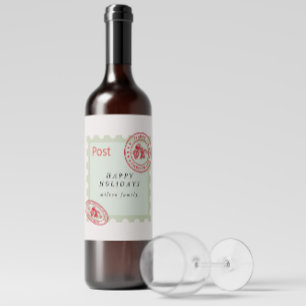 Cute Vintage Mail Holiday Wine Label