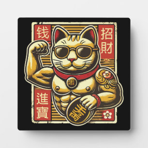 Cute Vintage Maneki Neko Lucky Cat, Success Money Plaque