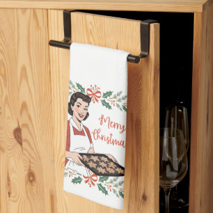 Cute Vintage Merry Christmas Tea Towel