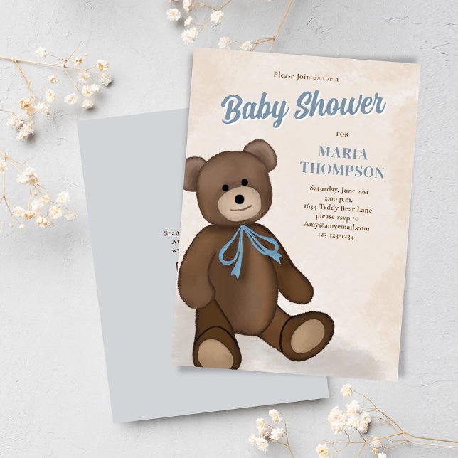 Cute Vintage Nursery Custom Baby Shower Invitation (Cute Teddy Bear Baby Shower Invitations.)