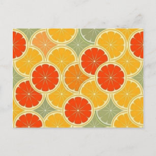 Cute Vintage Orange Lime Grapefruit Citrus Pattern Postcard