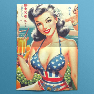 Cute Vintage Oriental Girls Tissue Paper