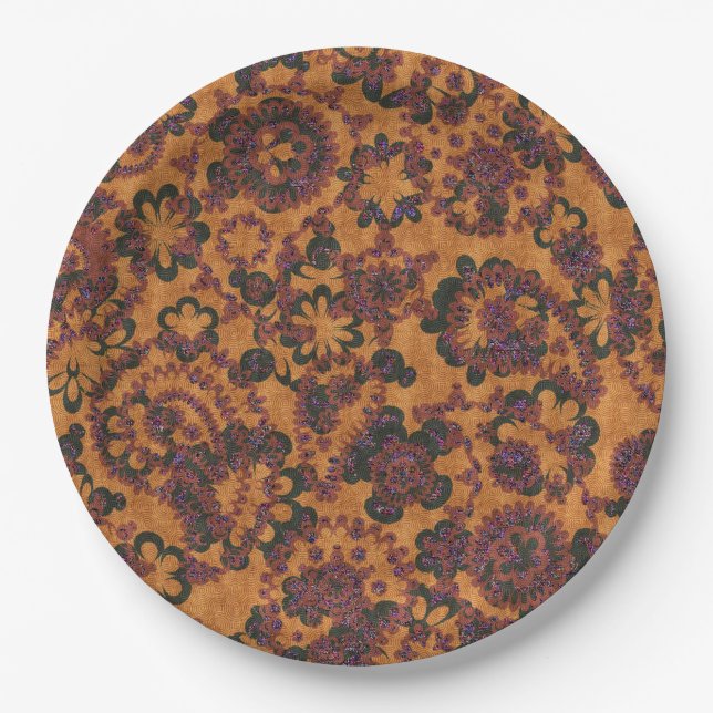 Cute vintage paisley patterns paper plate (Front)