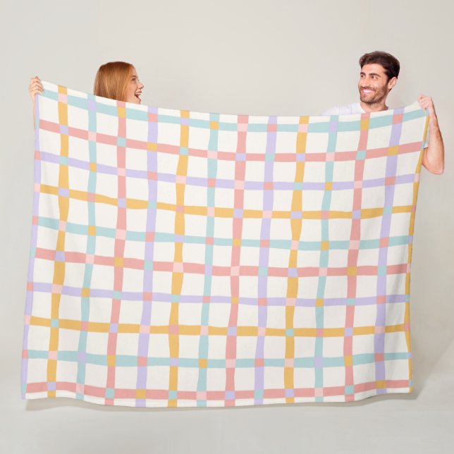 Cute Vintage Pastel Crisscross Pattern Nursery Fleece Blanket (In Situ)