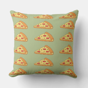 Cute vintage Peperoni Pizza green and orange Cushion