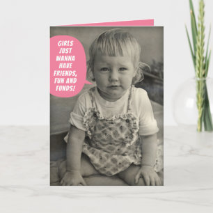 Cute Vintage Photo–Girls Just Wanna Have Friends Card